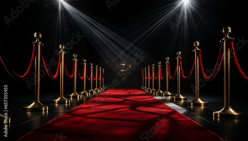 Elegant red carpet on a black background