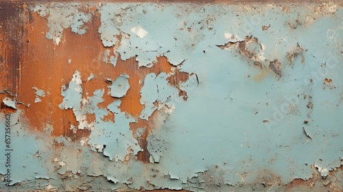 Closeup of peeling paint on metal The paint on this metal has started to chip and peel, revealing a worn and aged surface underneath.