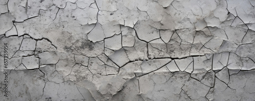 Texture of cracked concrete, with a mosaic of jagged lines and fissures resembling a puzzle.