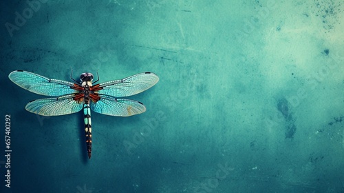 Dragonfly with textured background and space for text, background image, AI generated