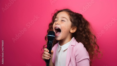 Girl singing with microphone