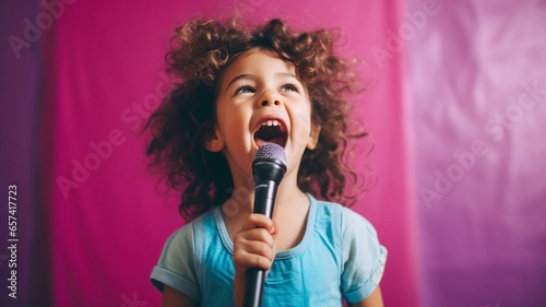 Girl singing with microphone