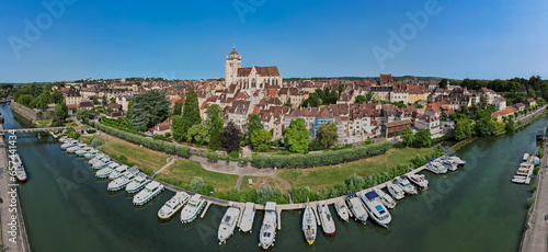 Aerial view of the french city of Dole in the Jura region of France