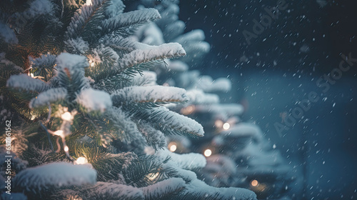 christmas tree with snow close up 