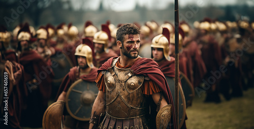 troop of simple roman soldier after a battle, simple roman soldier after a battle