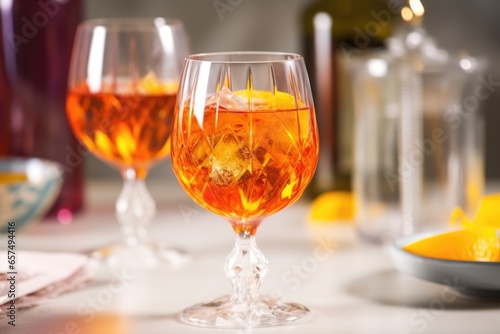 aperol spritz in a wine glass, filled with ice