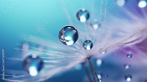 water drop in dandelion seed