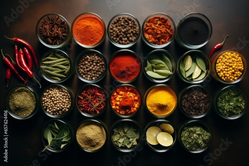  Spice and seasoning kit with a variety of spices, herbs, and spice jars, Generative AI