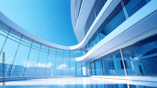 Render of futuristic architecture design detail with blue sky in background