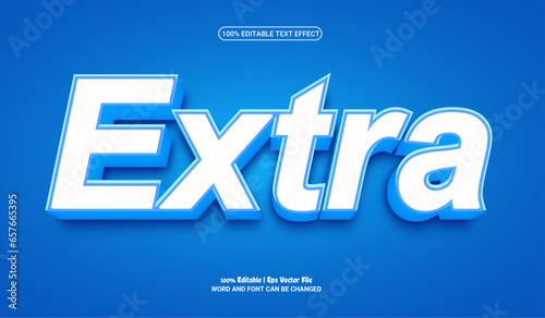 Extra white blue 3d fully editable premium vector text effect