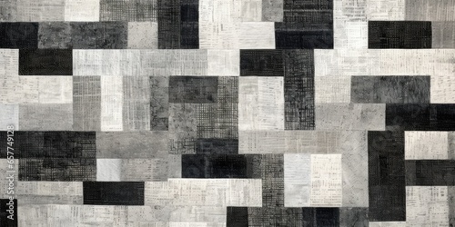 a fabric with black and white geometric designs Generative AI