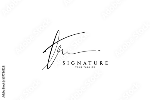 tr letter design with signature font style