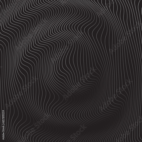 White Geometric Abstract Lines with Ripple Effect on Black Background