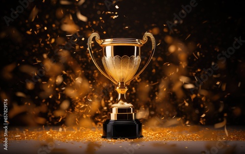 Golden trophy cup, winners golden cup. Generative AI