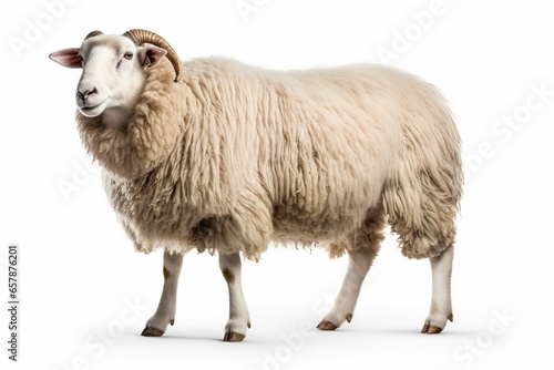 Cheviot sheep breed on white background. Generative AI