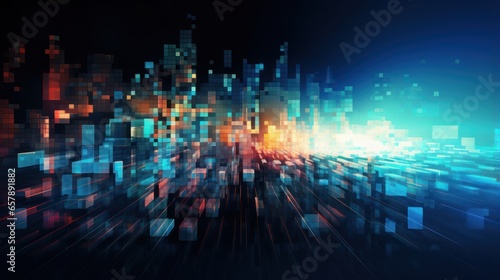 Pixel inspired abstract background with technology particles forming vibrant, interconnected patternsPixel inspired abstract background with technology particles forming vibrant, interconnected patter