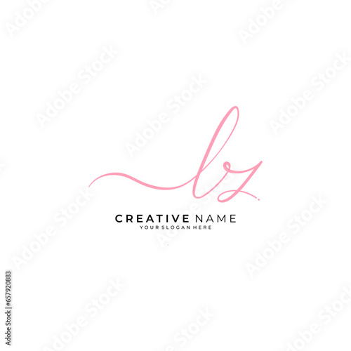 Handwritten LZ letter logo. Simple signature vector