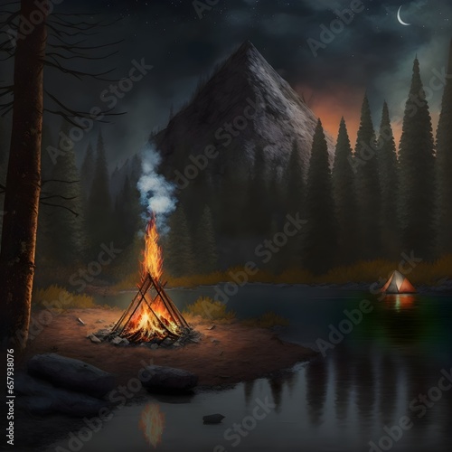 campfire in the wilderness 