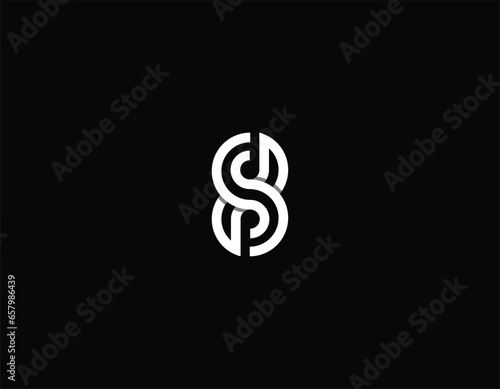 Letter S8 or DSP or number 8 monogram with black background. 