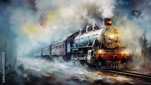 Hand drawn steam train illustration 