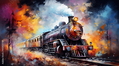 Hand drawn steam train illustration 