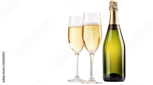 Champaign bottle isolated on a transparent background. 