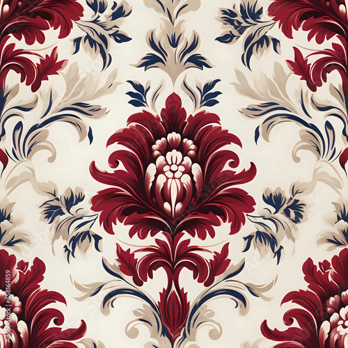 seamless pattern with flowers, Damask Delight: Full Drop Repeat Wallpaper Design, AI Generated