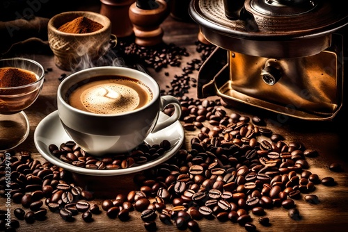 A picture from a close up full a cup of coffee for advertisement - AI Generative