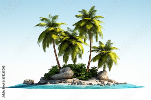 Coconut island isolated on white background