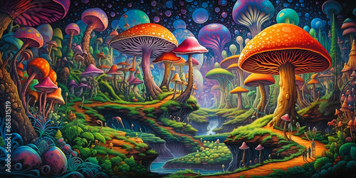 forest mushrooms stream marijuana greenery paradise city forbidden planet transcending higher plane drugs pilgrimage