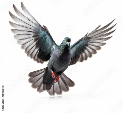 flying pigeon isolated on white background