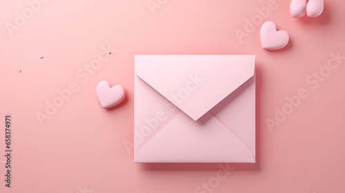  a pink envelope with hearts on a pink background with a pink background. generative ai