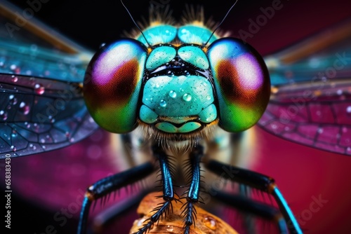 Macro shots of colorful dragonfly insects