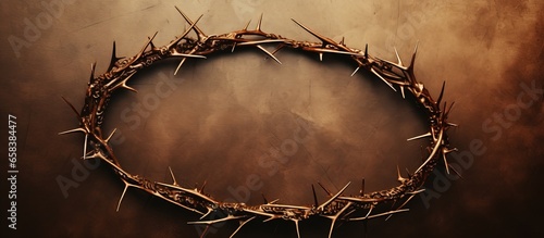 Thorny crown on marble background representing Christian suffering