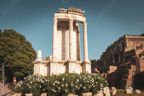 View of the remains of the Temple of Vesta in the Roman Forum, Rome