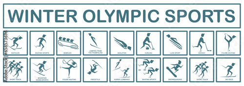 Winter Olympic sports. Set of sports icons. Winter Olympic sports icons.