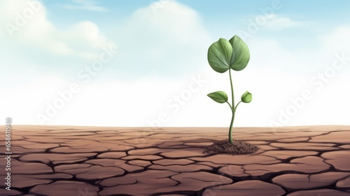 Oasis of Optimism: A tiny sprout emerging from arid desert sands, representing hope in bleak circumstances