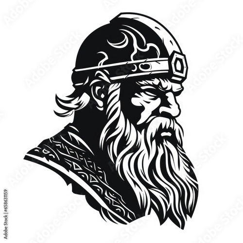Viking logo, black and white, AI generated Image