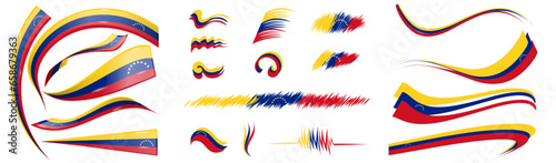 venezuela flag set elements, vector illustration on a white background
