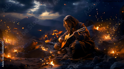 Jesus Playing Guitar 