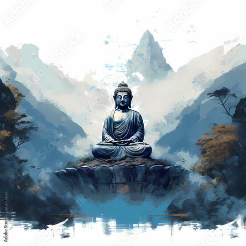 Bouddha assis en pleine méditation