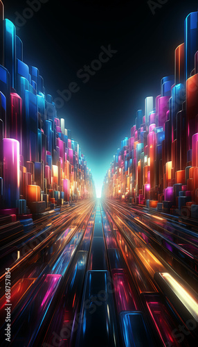 Abstract neon geometrical tunnel background