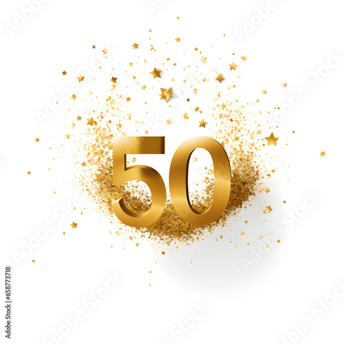 50th gold texture logo on white background 