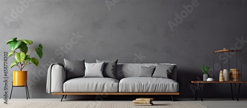 Decorating a living room in gray tones With copyspace for text