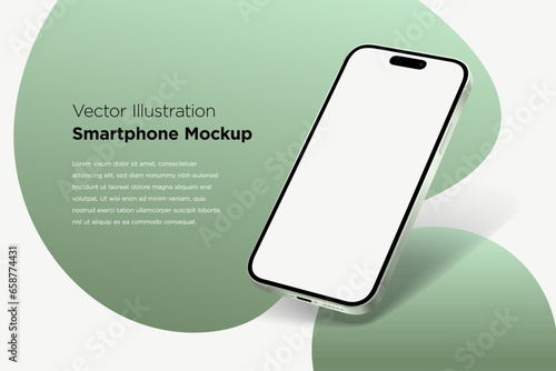 Modern mock up smartphone for presentation, information graphics, app display, perspective view, EPS vector format.