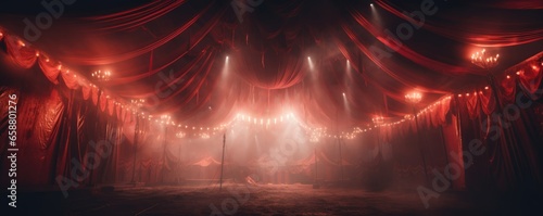 Retro syle circus tent in red and white colors