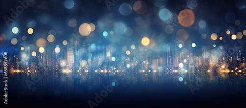 Nighttime city lights with bokeh With copyspace for text