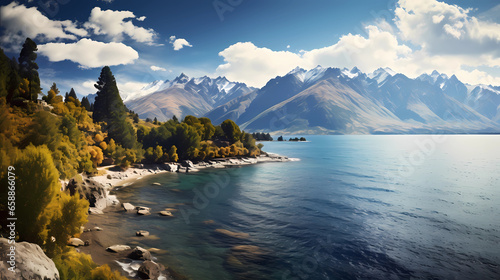 Lake Wakatipu in Queenstown with the Remarkables mountains in the background