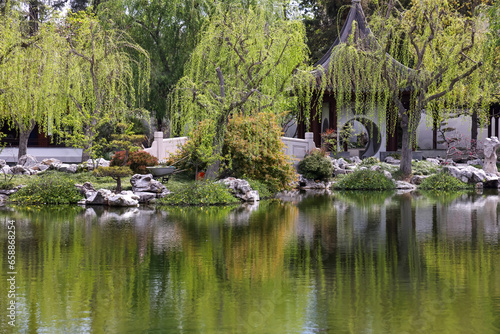 Scenic landscape of Huntington Botanical gardens in Pasadena, California.