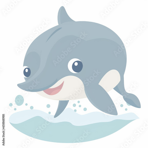 Dolphin Cartoon Illustration - Playful Marine Artistry